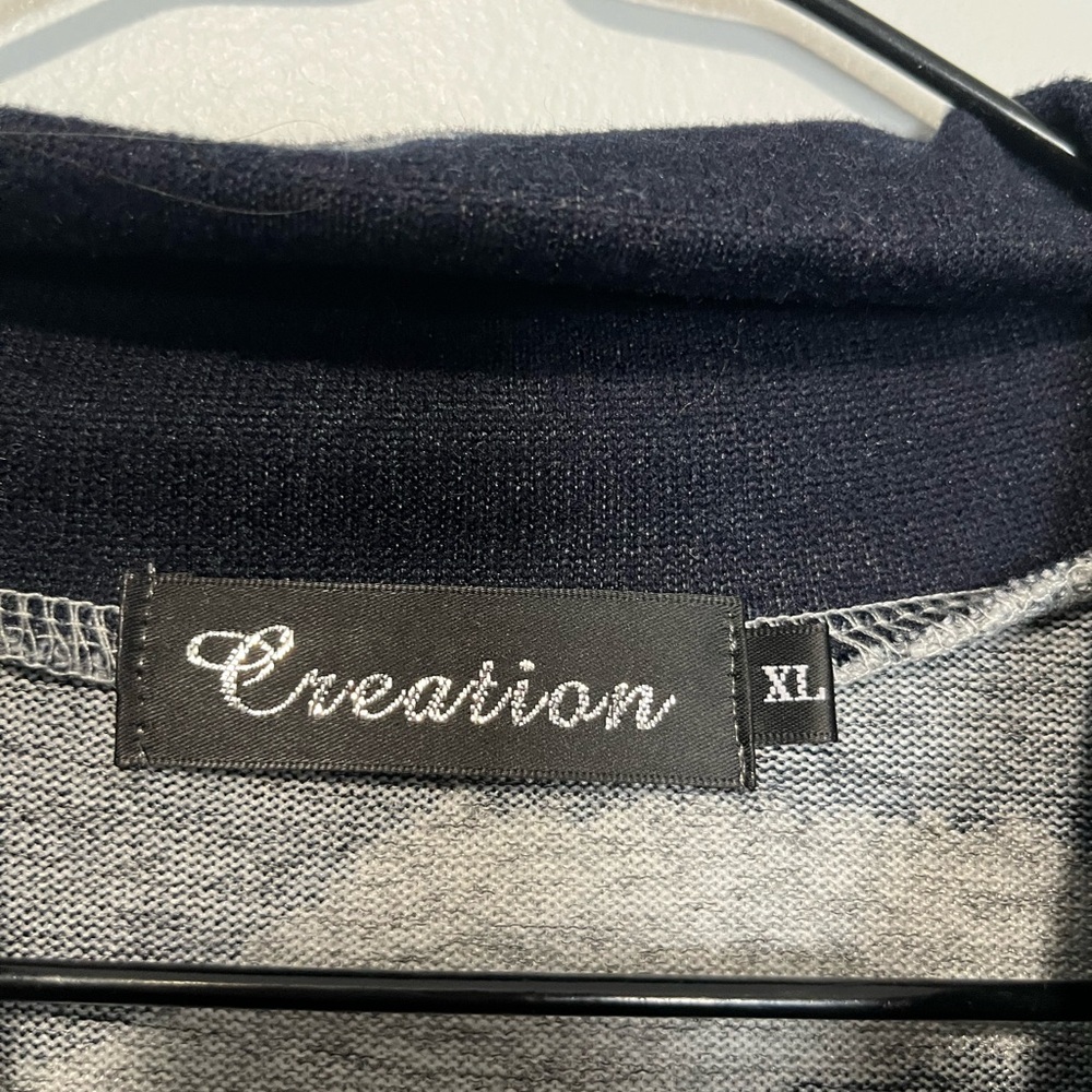 Creation XL Black & Gray Patterned Womens Sweater with Buttoned Cowl Neck - Picture 2 of 4